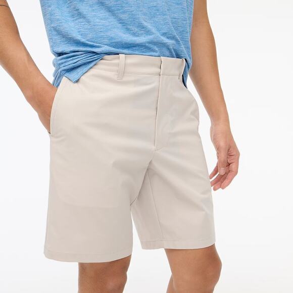 J. Crew Tech Shorts 9" Classic Athletic Performance Stone Off White NWT Mens 28 - Picture 1 of 10